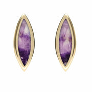 9ct Yellow Gold Blue John Toscana Marquise Stud Earrings. E1124.