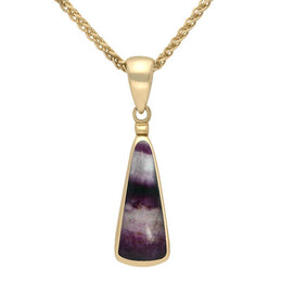 9ct Yellow Gold Blue John Light Triangle Shape Necklace. P168.