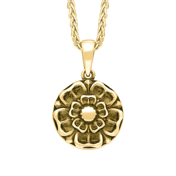 9ct Yellow Gold Blue John Tudor Rose Reversible Necklace, P1945.