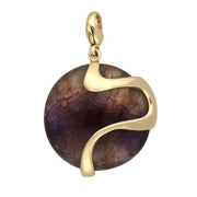 9ct Yellow Gold Blue John Wavy Disc Large Charm. G577.