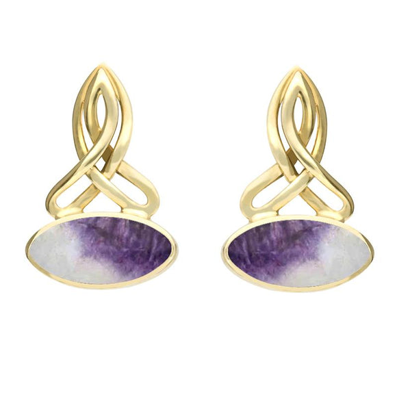 9ct Yellow Gold Blue John Wide Marquise Celtic Two Piece Set