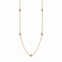 9ct Yellow Gold Blue John Fleur De Lis Link Disc Chain Necklace