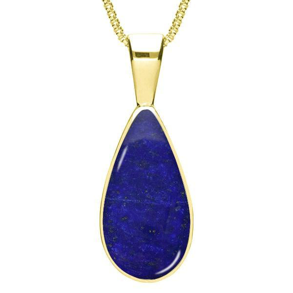 9ct Yellow Gold Lapis Lazuli Classic Teardrop Necklace. P024.