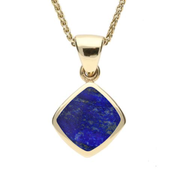 9ct Yellow Gold Lapis Lazuli Dinky Cushion Necklace. P452.