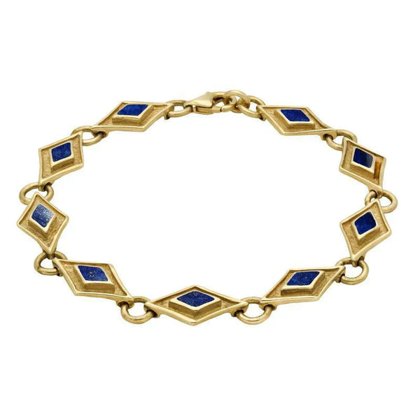 9ct Yellow Gold Lapis Lazuli Eight Stone Kite Framed Bracelet B228
