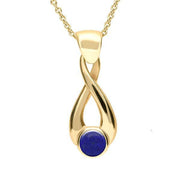 9ct Yellow Gold Lapis Lazuli Eternity Loop Necklace. P088. 