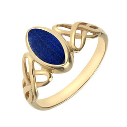 9ct Yellow Gold Lapis Lazuli Marquise Celtic Ring R462