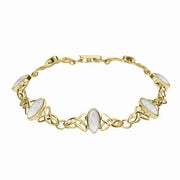 9ct Yellow Gold Mother of Pearl Marquise Shaped Celtic Bracelet. B594.