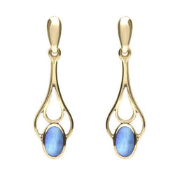 9ct Yellow Gold Opal Spoon Drop Earrings, E138.