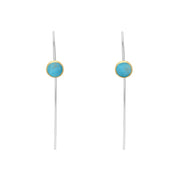 9ct Yellow Gold Sterling Silver Turquoise Stepping Stones 5mm Round Hook Earrings E1299