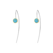 9ct Yellow Gold Sterling Silver Turquoise Stepping Stones 5mm Round Hook Earrings E1299