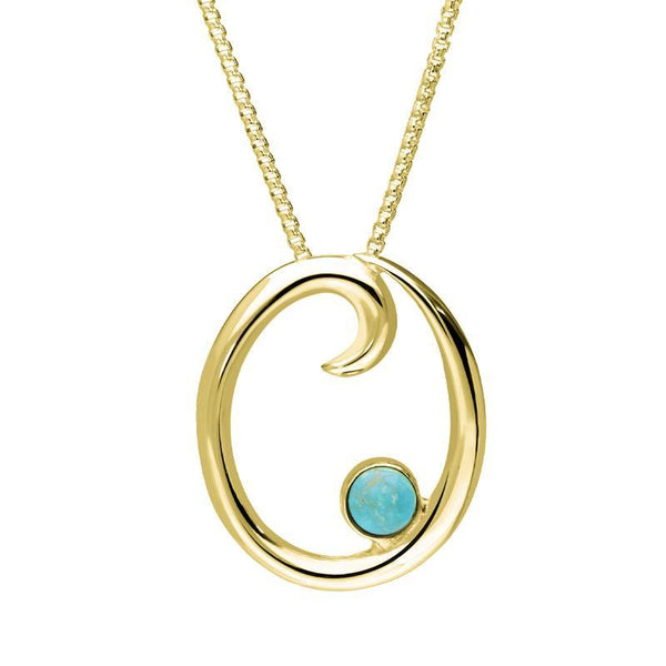 9ct Yellow Gold Turquoise Love Letters Initial O Necklace P3462C