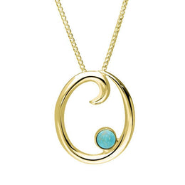 9ct Yellow Gold Turquoise Love Letters Initial O Necklace P3462C