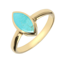 9ct Yellow Gold Turquoise Marquise Ring. R404.