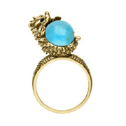 9ct Yellow Gold Turquoise Medium Hedgehog Ring R1163