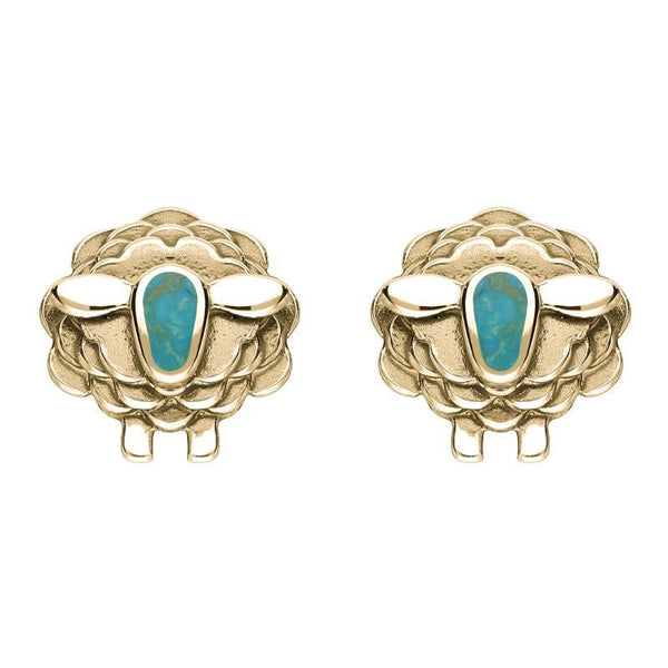 9ct Yellow Gold Turquoise Sheep Stud Earrings E2530