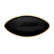 9ct Yellow Gold Whitby Jet Contemporary Long Oval Brooch. M083.