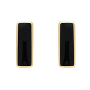 9ct Yellow Gold Whitby Jet Dinky Oblong Stud Earrings E284