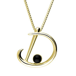 9ct Yellow Gold Whitby Jet Love Letters Initial D Necklace P3451C