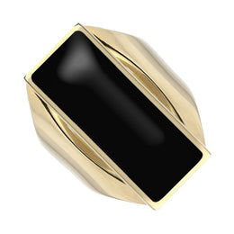 9ct Yellow Gold Whitby Jet Medium Oblong Ring. R065.