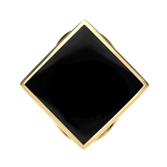 9ct Yellow Gold Whitby Jet Medium Rhombus Ring