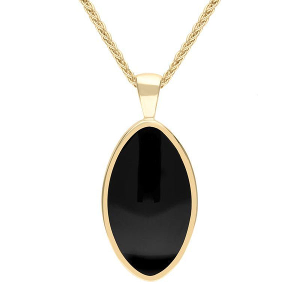 9ct Yellow Gold Whitby Jet Oval Necklace P080