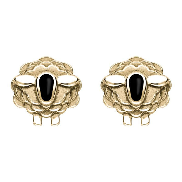 9ct Yellow Gold Whitby Jet Sheep Stud Earrings E2530