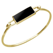 9ct Yellow Gold Whitby Jet Slim Oblong Bangle B034
