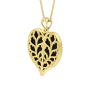 9ct Yellow Gold Whitby Jet York Minster Large Heart Necklace. P3305.