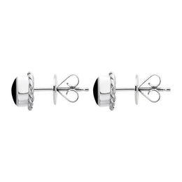 9ct White Gold Whitby Jet Round Twist Edge Stud Earrings. E134_2