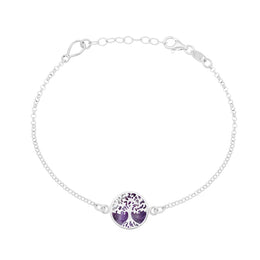 Sterling Silver Blue John Round Tree of Life Chain Bracelet
