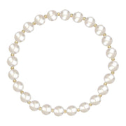 00177911 18ct Yellow Gold White Pearl 6mm Round Bead Bracelet, B1164.