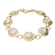 00084255 9ct Yellow Gold Opal Round Celtic Link Bracelet, B200. 