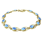 00084431 9ct Yellow Gold Moonstone Celtic Pear Shaped Bracelet, B599. 