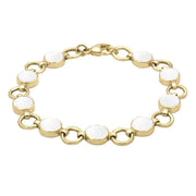 00114790 9ct Yellow Gold Bauxite Nine Stone Round Ring Bracelet, B537. 