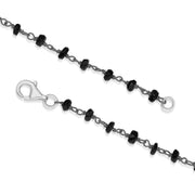 00109577 Rhodium Plate Whitby Jet 4mm Bead Chain Link Necklace, N952_18.
