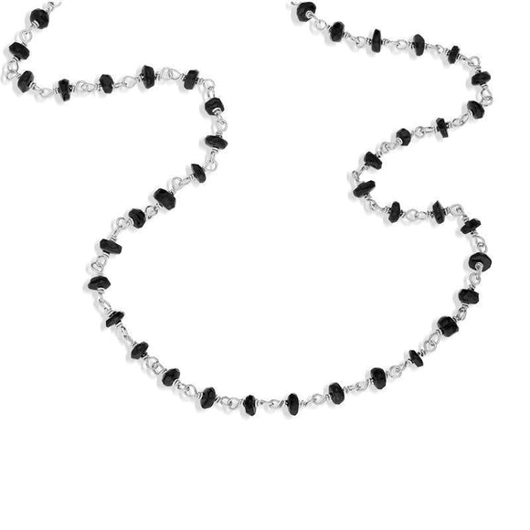 00117721 Sterling Silver Whitby Jet 4mm Bead Chain Link Necklace, N952_30.