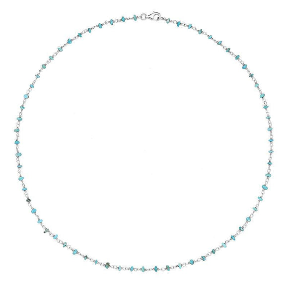 00117728 Sterling Silver Turquoise 3mm Bead Chain Link Necklace, N950_18.