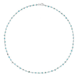 00117728 Sterling Silver Turquoise 3mm Bead Chain Link Necklace, N950_18.