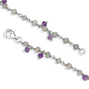 00117750  Sterling Silver Labradorite Amethyst 4mm Bead Chain Link Necklace, N952_24.
