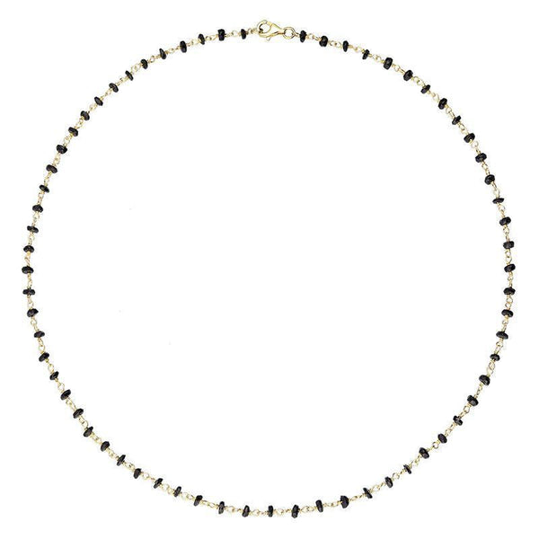 00117864 Yellow Gold Plate Whitby Jet 4mm Bead Chain Link Necklace, N952_18.