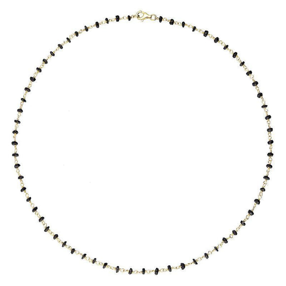 00117864 Yellow Gold Plate Whitby Jet 4mm Bead Chain Link Necklace, N952_18.