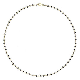 00117864 Yellow Gold Plate Whitby Jet 4mm Bead Chain Link Necklace, N952_18.