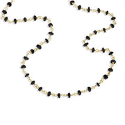 00117867 Yellow Gold Plate Whitby Jet 4mm Bead Chain Link Necklace, N952_30.