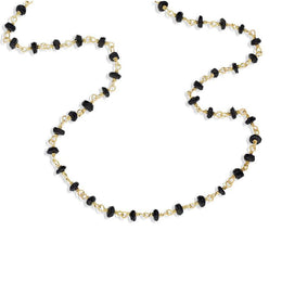 00117867 Yellow Gold Plate Whitby Jet 4mm Bead Chain Link Necklace, N952_30.