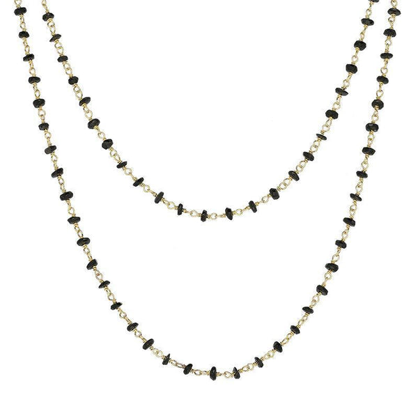 00117867 Yellow Gold Plate Whitby Jet 4mm Bead Chain Link Necklace, N952_30.