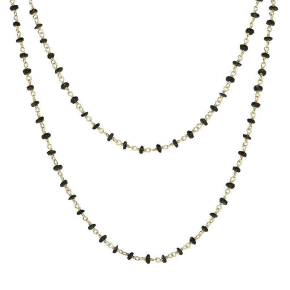 00117867 Yellow Gold Plate Whitby Jet 4mm Bead Chain Link Necklace, N952_30.
