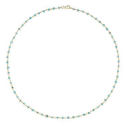 00117872  Yellow Gold Plate Turquoise 3mm Bead Chain Link Necklace, N950_18.