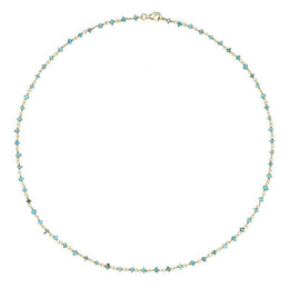 00117872  Yellow Gold Plate Turquoise 3mm Bead Chain Link Necklace, N950_18.