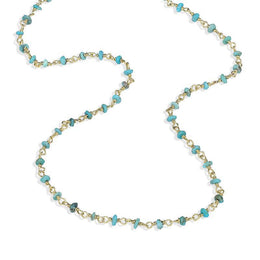 00117874  Yellow Gold Plate Turquoise 3mm Bead Chain Link Necklace, N950_30.